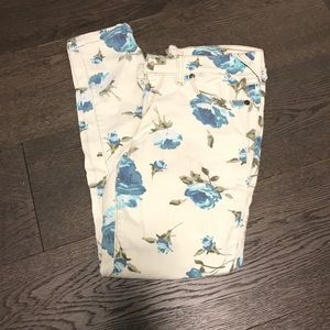 Free People White Floral Jeans